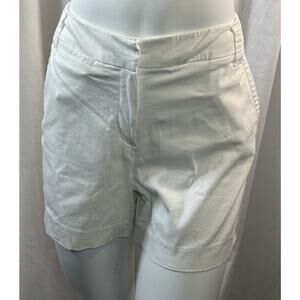 Larry Levine Stretch Cotton Blend Shorts, White, Sz: 12, 79-26